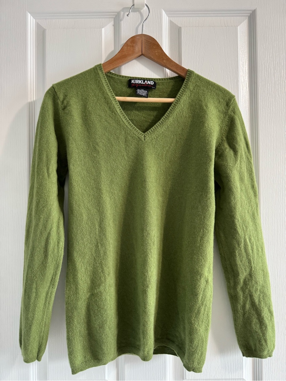 Women’s 100% Cashmere Long-Sleeved Sweater Size Large L Green